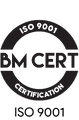 ISO 9001 Certified Quality Management System, BM CERT Certification logo, quality assurance compliance.