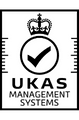 UKAS Management Systems accreditation logo. Symbol of quality assurance and compliance with a crown and a check mark.