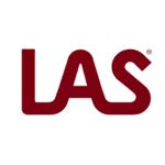 LAS logo in maroon color. A simple, modern logo design for LAS, a company or organization. Maroon LAS initial logo.