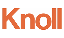 Knoll Logo: Iconic brand mark for Knoll furniture and design, featuring the distinctive Knoll wordmark in orange.