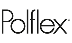 Polflex brand logo. Black lettering on a white background. Polflex is a registered trademark.
